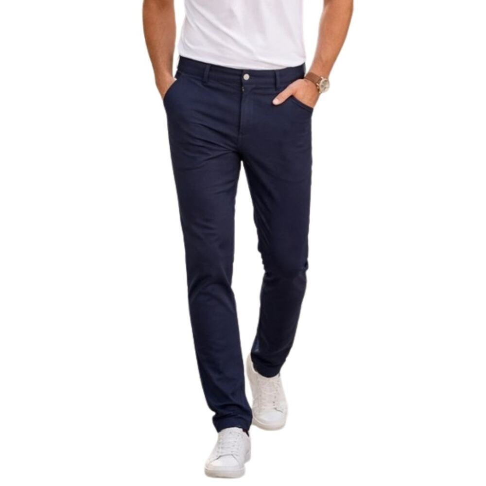 COLLARS & CO Mens CEO Tech Pull-on Slim Leg Stretch Navy Pants NWT 36 W 30 L